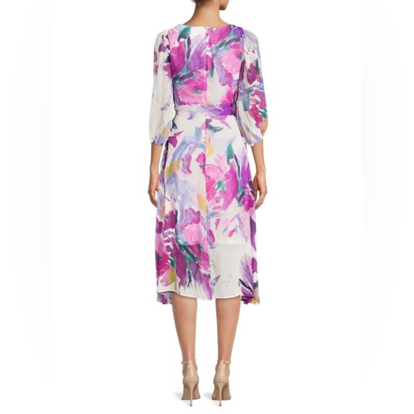 DKNY Floral Asymmetric Wrap Dress Size 10 NWT - Picture 4 of 6